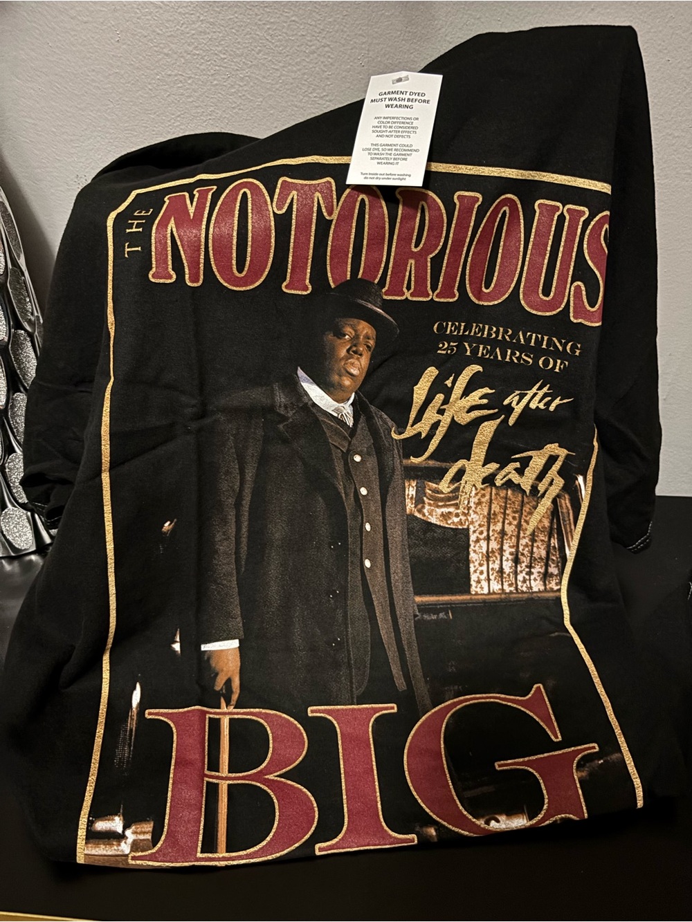 The Notorious B.I.G. Graphic Tee - Black with Burgundy & Gold Print